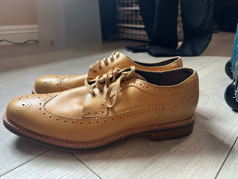 Cole Haan Tan Leather Wingtip Brogue Oxford Dress Shoes